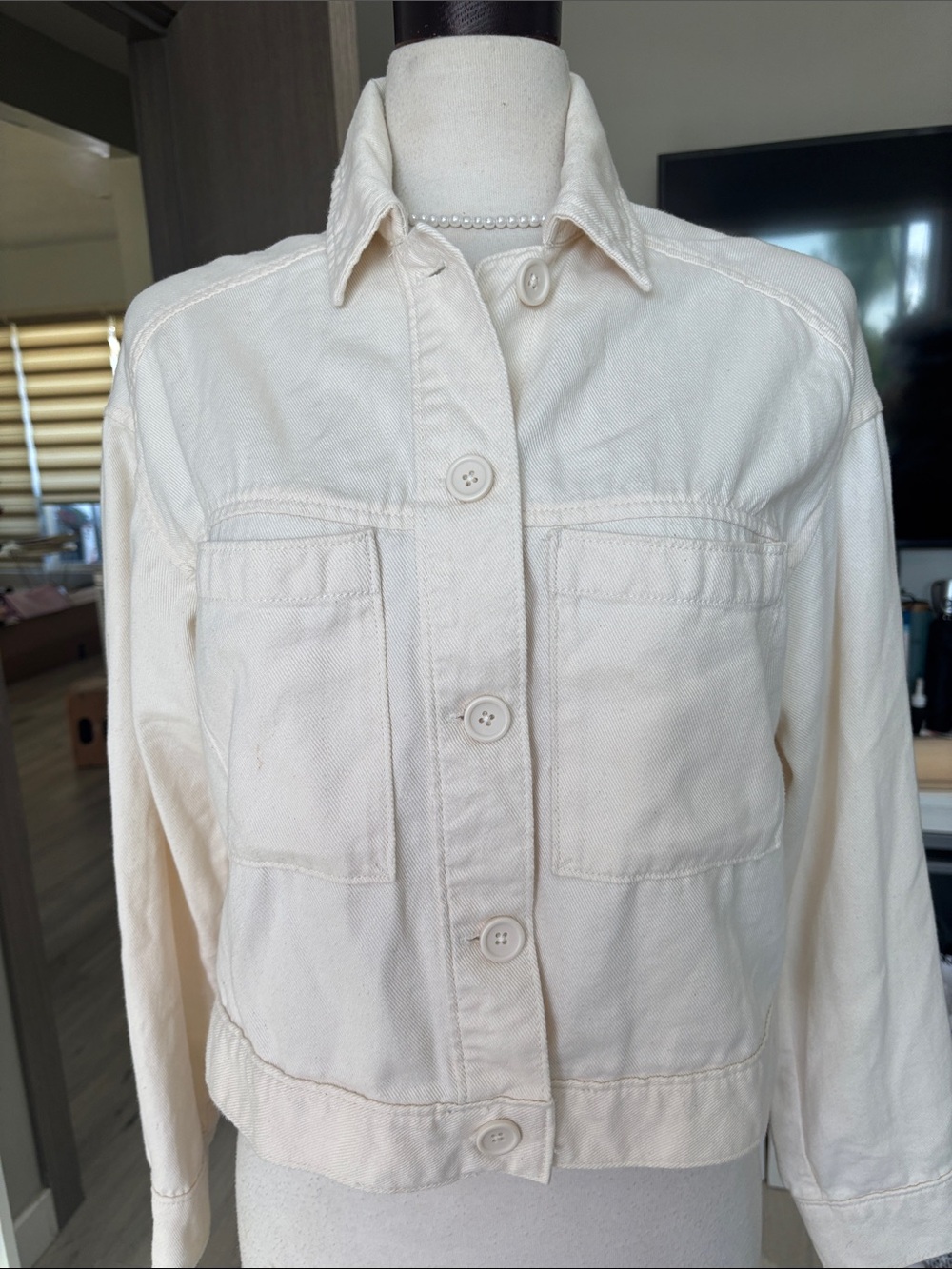 Old Navy Cream Button-Up Jean Jacket
